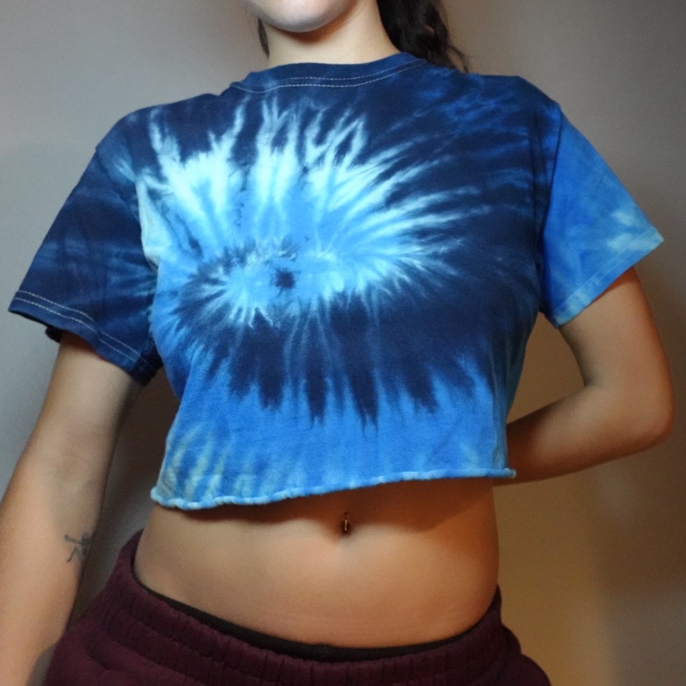 Vibrant Blue Tie-Dye Crop Top